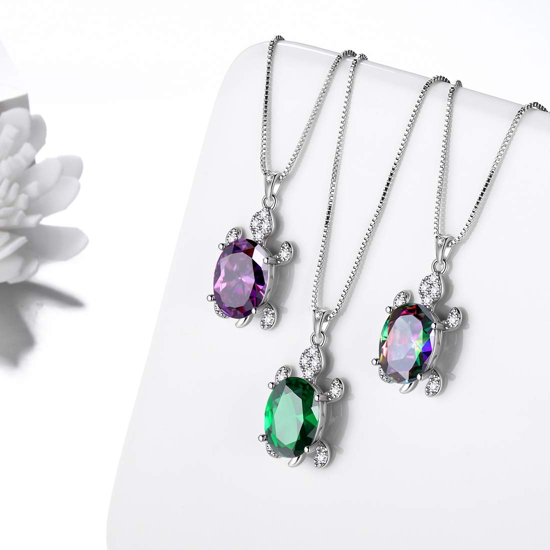 Aurora Tears Collar de Tortuga Verde de Plata 925 (Cristal Esmeralda)