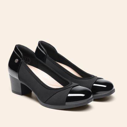 DREAM PAIRS Women's Pumps Low Chunky Block Closed Toe Shoes Work Comfortable Heels Round Toe Dress, Black, DWUMPU2507