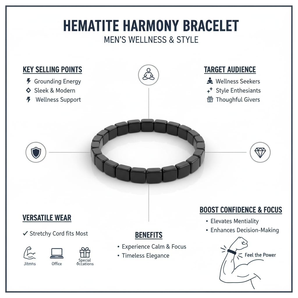Bllatta Pulsera de Moda de Hematita para Hombre