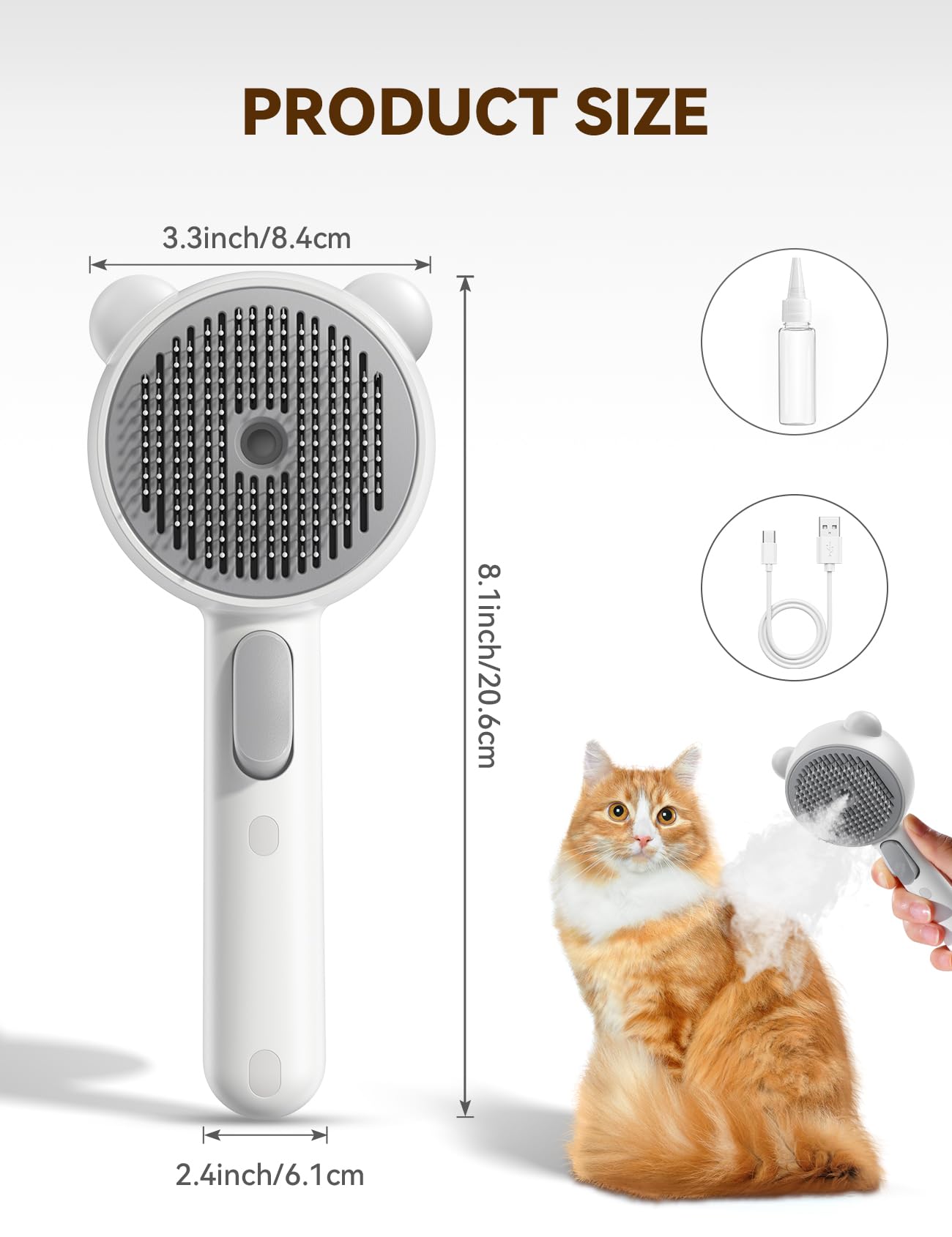 Cepillo a Vapor para Gatos Recargable USB