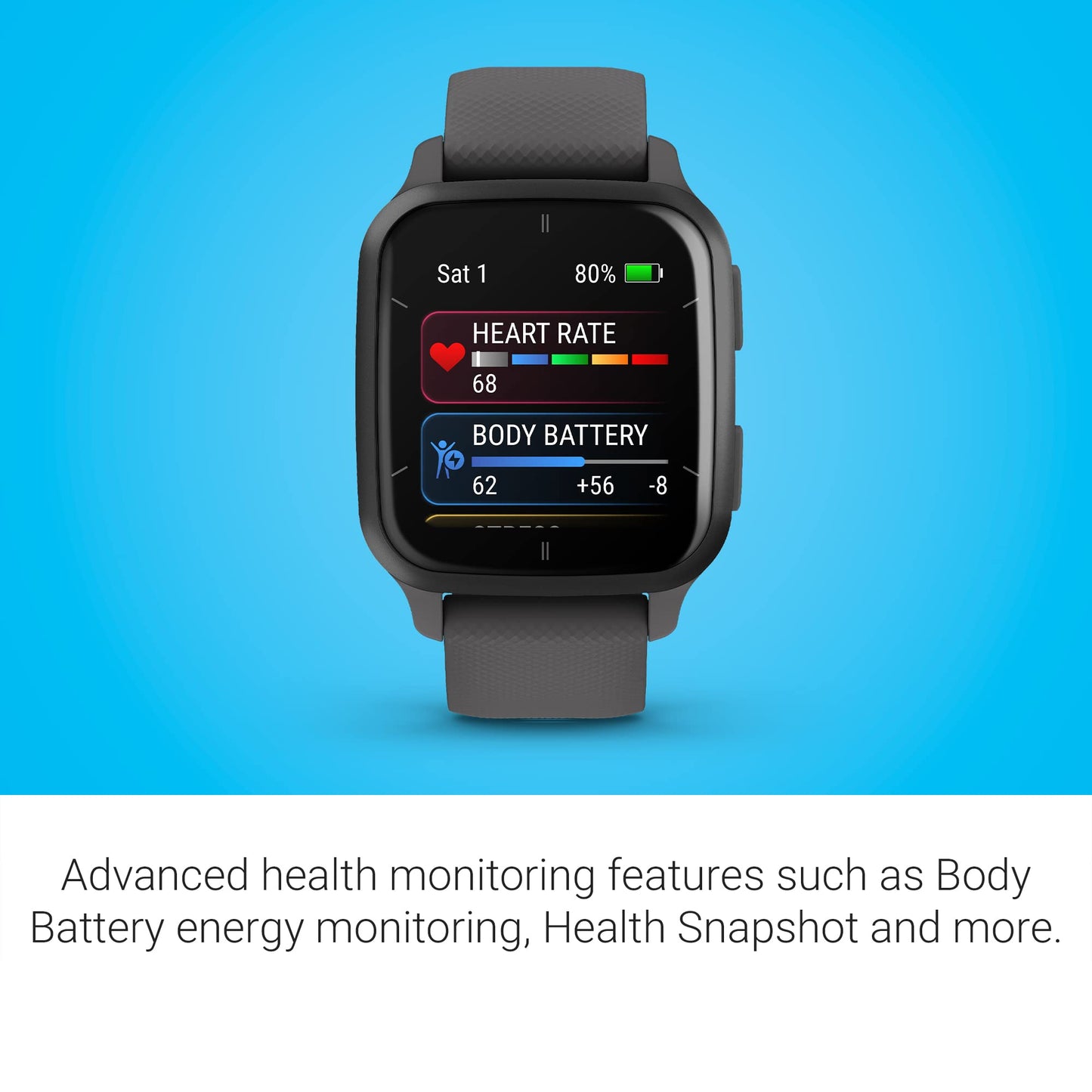 Garmin Venu® Sq 2 GPS Smartwatch - AMOLED Display, All-Day Health Monitoring, Long Battery Life, Activity & Heart Rate Tracker, Slate and Shadow Gray