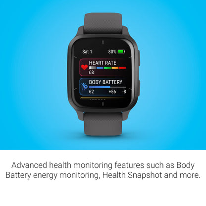 Garmin Venu® Sq 2 GPS Smartwatch - AMOLED Display, All-Day Health Monitoring, Long Battery Life, Activity & Heart Rate Tracker, Slate and Shadow Gray
