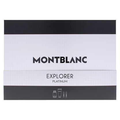 Mont Blanc Set de Regalo Explorer Platinum de 4 Piezas para Hombre (3.3 oz, 2 x 0.25 oz y 3.3 oz / EDP Spray)