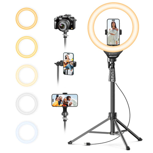 UBeesize Aro de Luz LED de 12" con Trípode (Negro / 62")