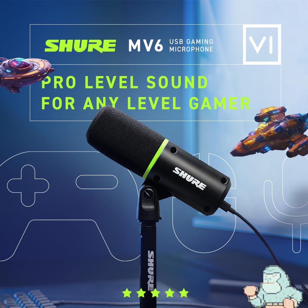 Shure MV6 Micrófono Gaming Dinámico (Negro)