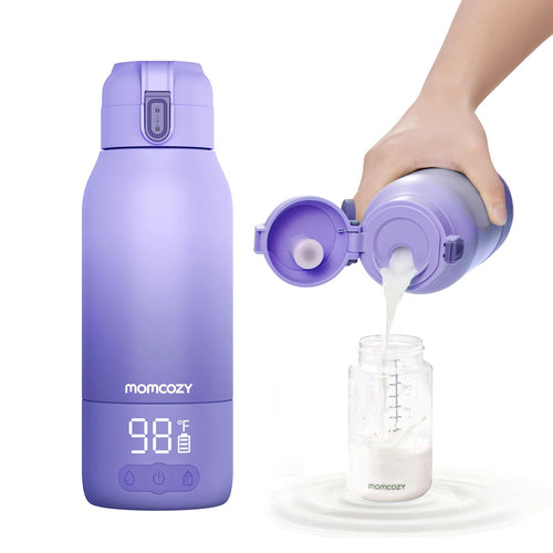 Momcozy Calentador de Biberones Portátil para Viaje (17 Onzas / Morado)