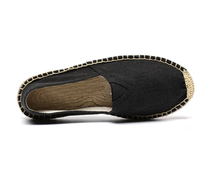 Mintzice Men's Solid Comfortable Slip on Canvas Espadrilles Flat Black