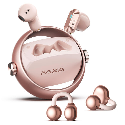 PAXA Auriculares 2 en 1 de Clip y Oído Abierto (Oro Rosa)