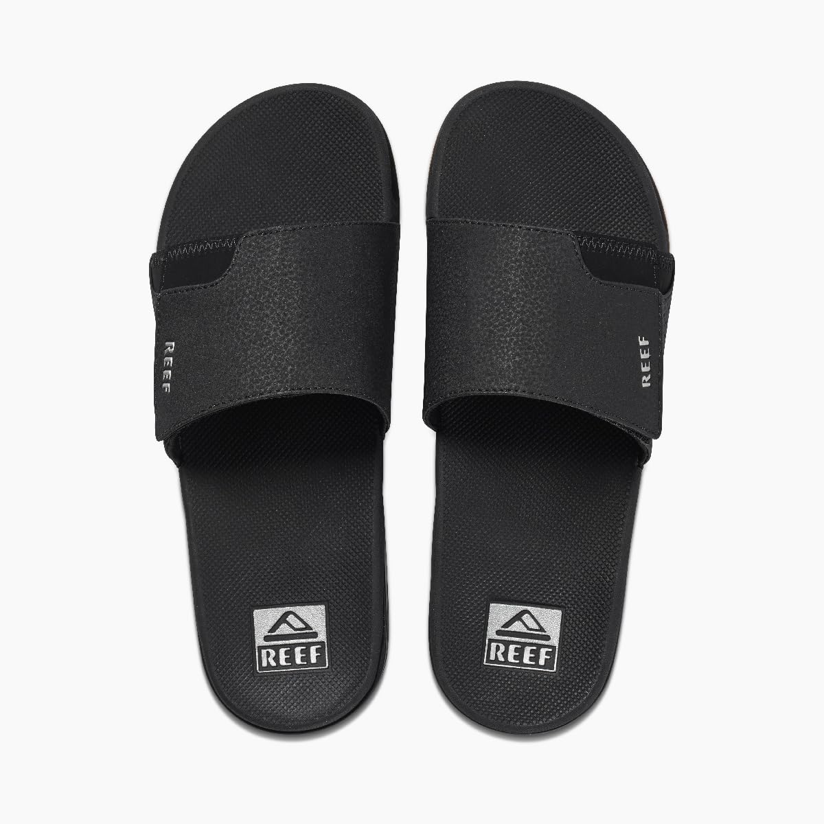 REEF Fanning Slide Mens Sandal Black-Silver 7