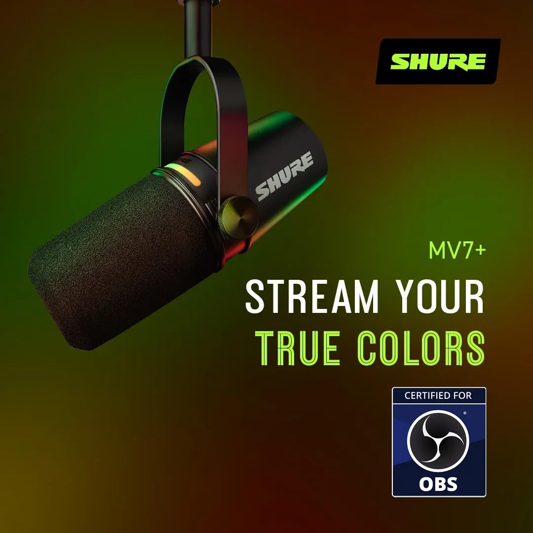 Shure MV7+ Micrófono Dinámico (Negro)