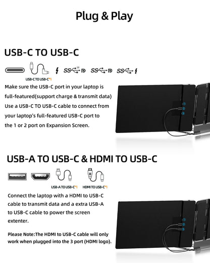 Extensor de Pantalla Portátil para Laptop (14" / FHD 1080P)