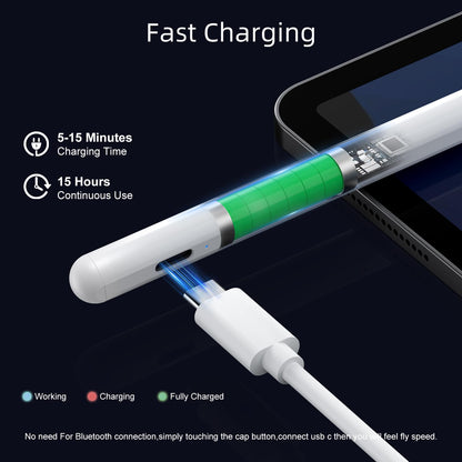 Jamjake Stylus Pen for iPad 6th-11th Generation-2X Fast Charge Active Pencil Compatible with 2018-2026 Apple iPad Pro 11"/12.9"/M4, iPad Air 3/4/5/M2/M3/M4,iPad mini 5/6/7 Gen-White