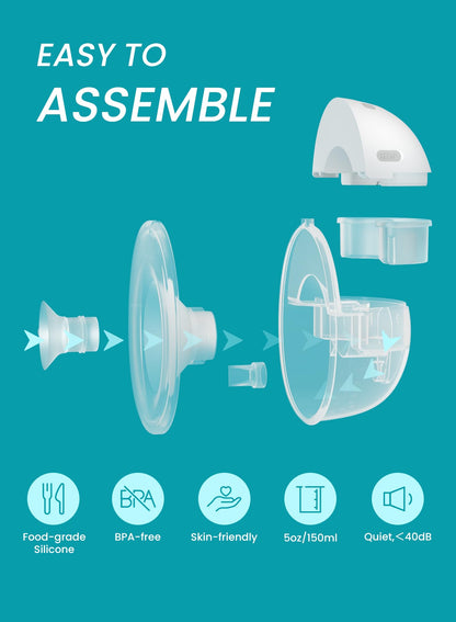 Paruu Extractor de Leche Manos Libres P16 (Paquete de 2 / Blanco)
