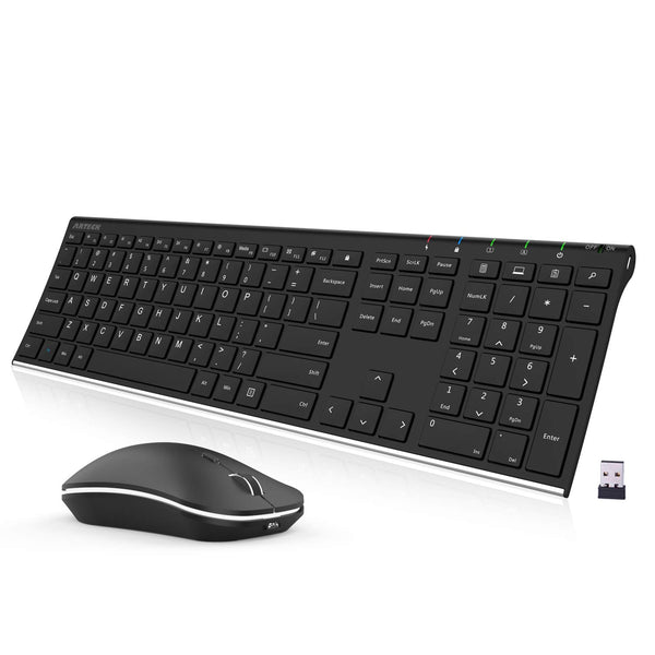 Arteck Combo de Teclado y Mouse Inalámbrico (Acero Inoxidable)