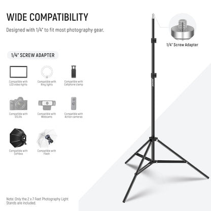 NEEWER Photography Light Stand, 7 Feet / 210cm Aluminum Alloy Photo Studio Tripod Stands for Video, Portrait and Photography Lighting, Reflectors, Soft Boxes, Umbrellas, Backgrounds (2 Pieces)