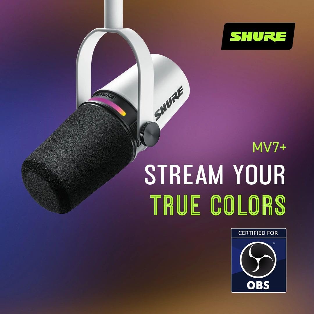 Shure MV7+ Micrófono Dinámico (Blanco)