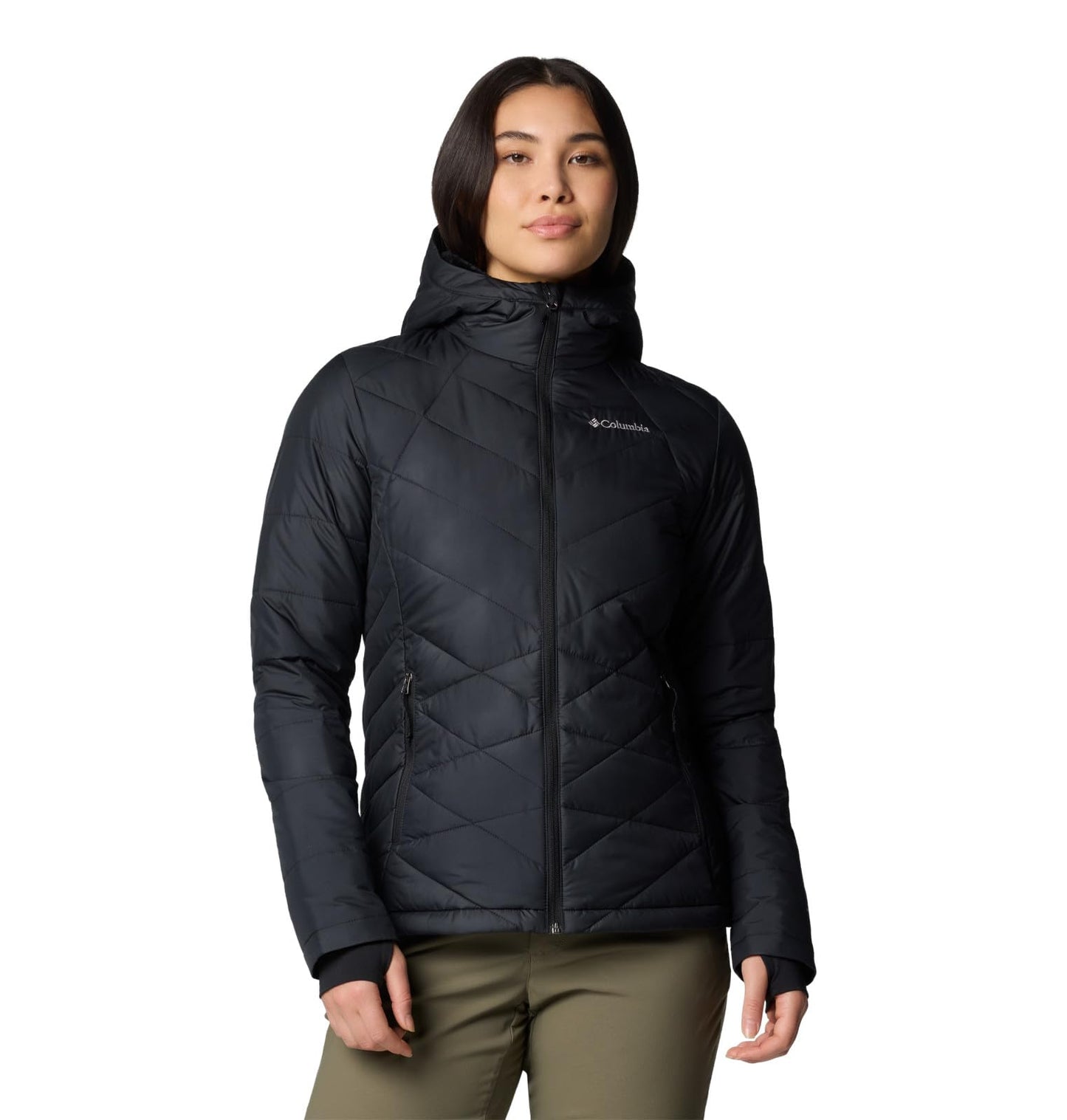 Columbia Chaqueta Acolchada con Capucha para Mujer (Negro / Talla M)