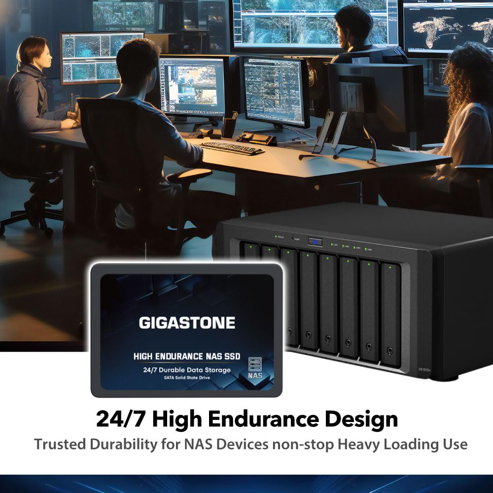 Gigastone 【NAS Certified】 High Endurance SSD 4TB (4-Pack) Up to 530MB/s SLC Caching 24/7 Reliable for Gaming/PC/NAS SSD 5-Year Warranty 2.5" SATA Internal Solid State Drives RAID Disk