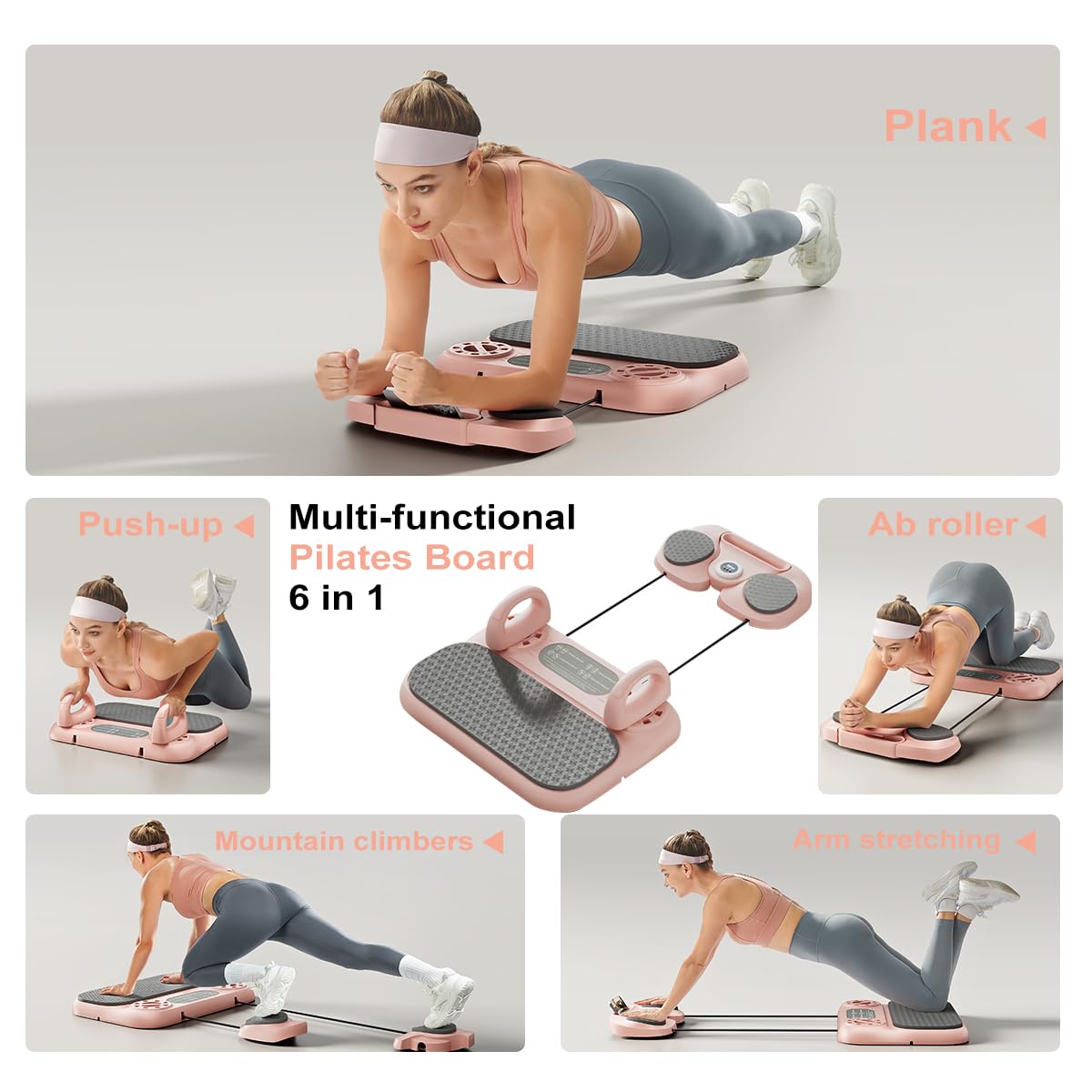 Upgraded Pilates Reformer, Pilates Board Equipment Home Pilates Machine Kit with Timer / Ab Workout Equipment / Multifunctional Push-Up Board / Resistance Bands / Balance Board for Women Home Workout