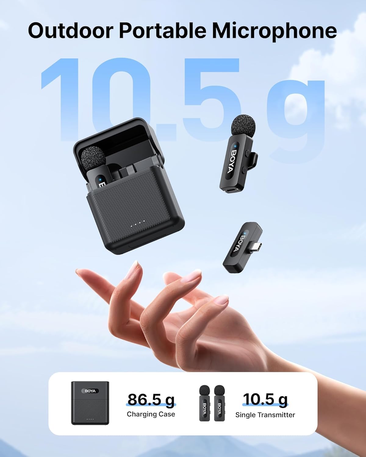 BOYA V30 Wireless Lavalier Microphone for iPhone/Android/PC/Laptop with USB-C Port, 36H Battery Life with Charging Case, Noise Canceling Clip on Lapel Microphone Wireless Mini Mic for Video Recording
