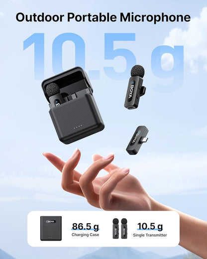 BOYA V30 Wireless Lavalier Microphone for iPhone/Android/PC/Laptop with USB-C Port, 36H Battery Life with Charging Case, Noise Canceling Clip on Lapel Microphone Wireless Mini Mic for Video Recording