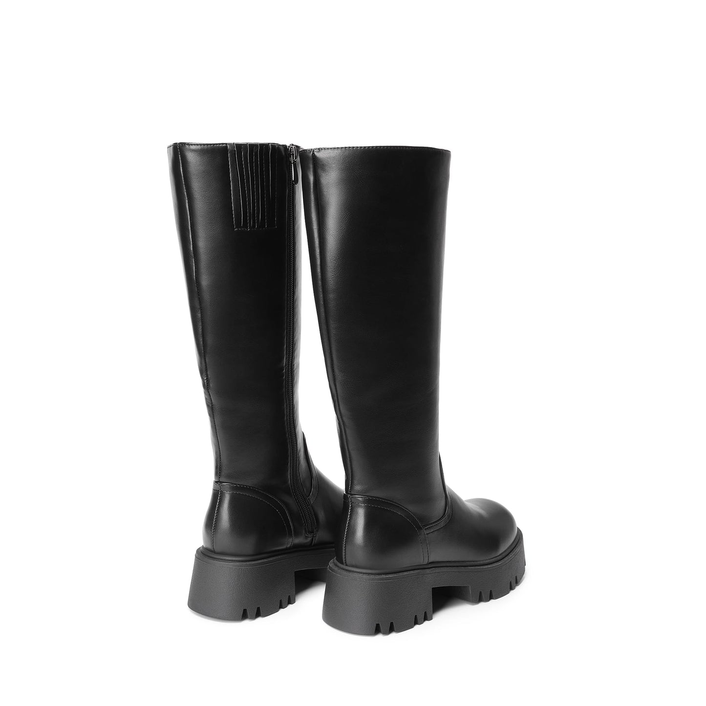 DREAM PAIRS Knee High Boots, Comfortable Chunky Platform Round-Toe Side Zip Boots for Women