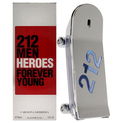 Carolina Herrera 212 Heroes Forever Young EDT para Hombre (3 oz)