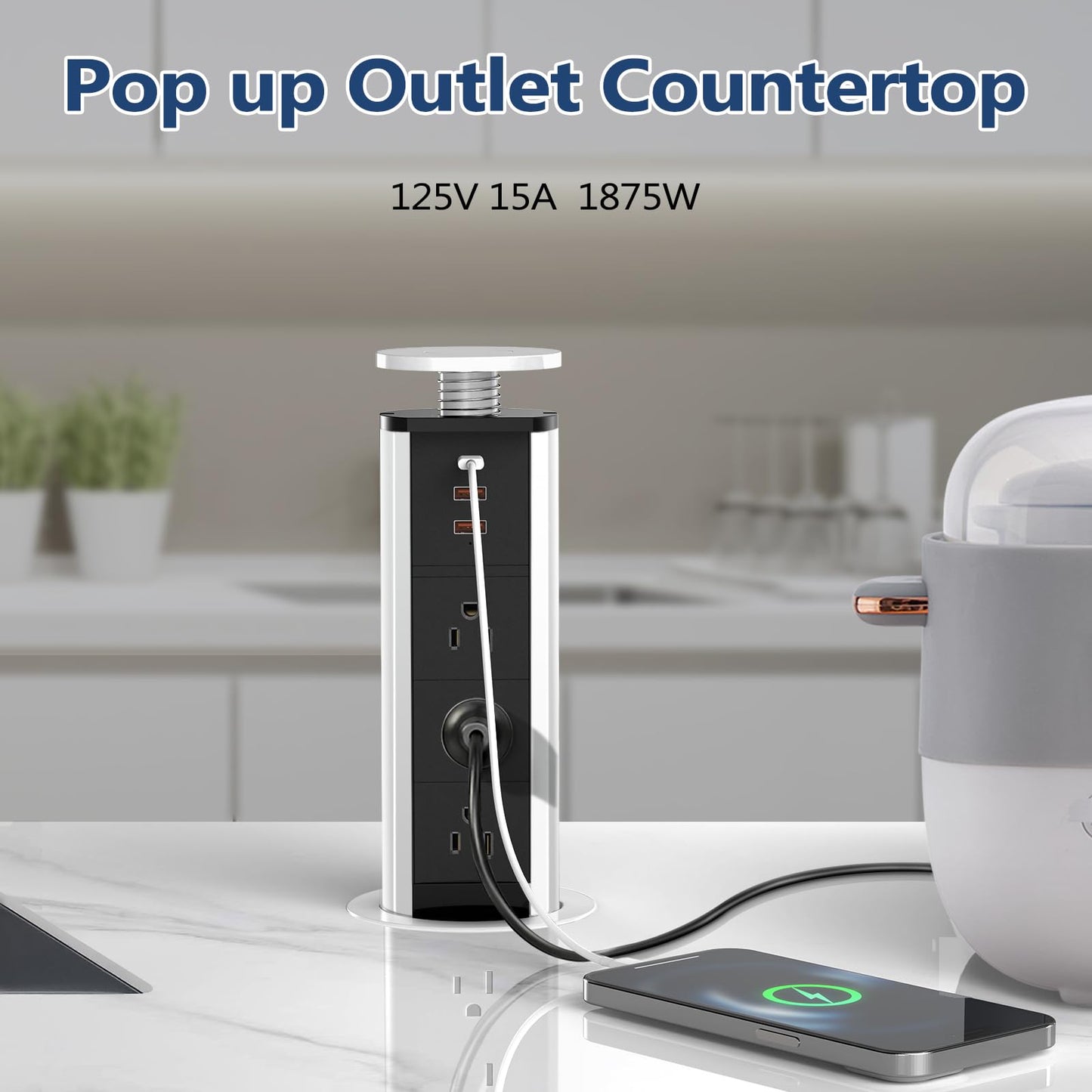 BTU Salida de Corriente Emergente para Encimera (20W / Negro y Plata)