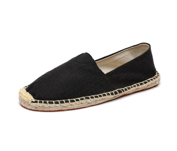 Mintzice Men's Solid Comfortable Slip on Canvas Espadrilles Flat Black