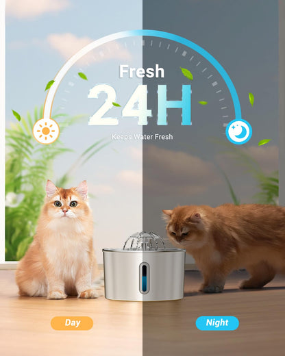 Fuente de Agua Automática de Acero Inoxidable (2.2L / 74oz)