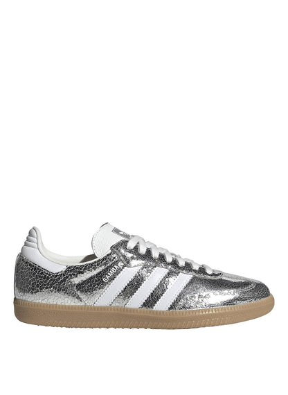Adidas Samba OG Womens Sneaker (Silver Metallic Cracked Leather