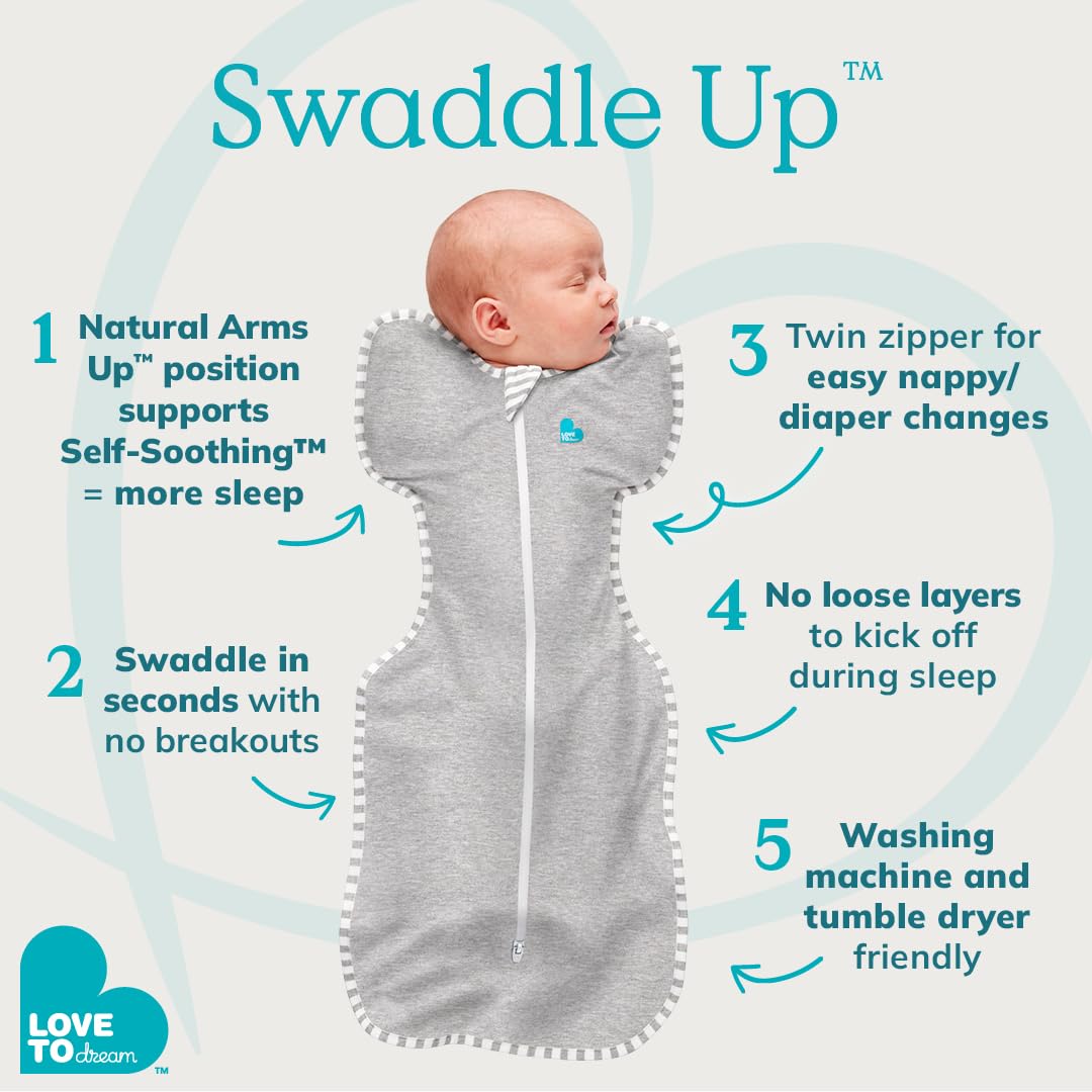 Love to Dream Saco de Dormir Swaddle UP para Bebé (Gris / Pequeño 8-13lbs)