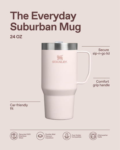 STANLEY The Everyday Suburban Mug | 24 oz | Drink Through Lid | Cup for Coffee, Tea and Drinks | Insulated Stainless Steel Coffee Mug | BPA-Free | Dried Pine