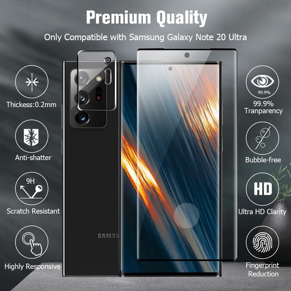 Protectores de Pantalla y Lente de Cámara para Note 20 Ultra (Paquetes 2+2)