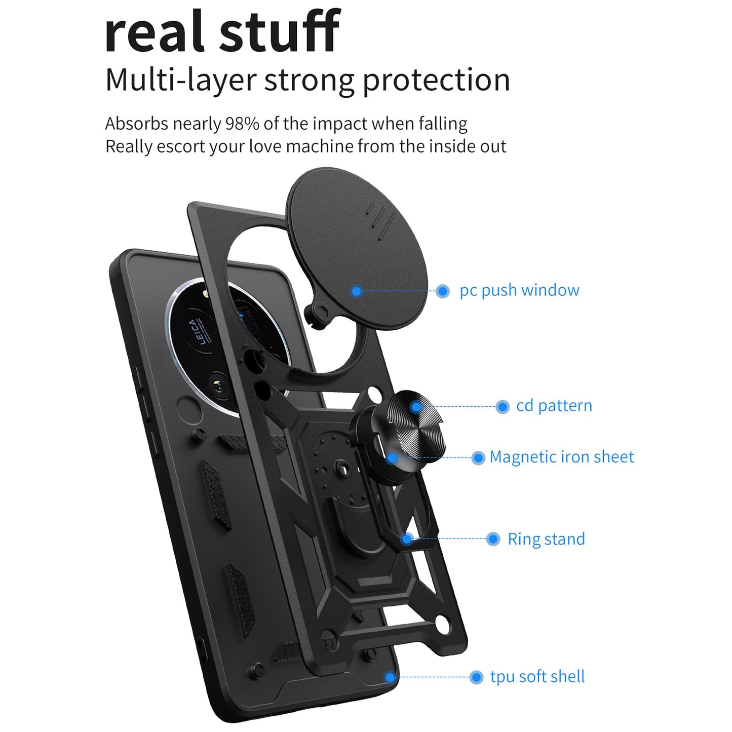 CSmall Funda Protectora de Grado Militar para Xiaomi 15 Ultra 5G (Rojo)