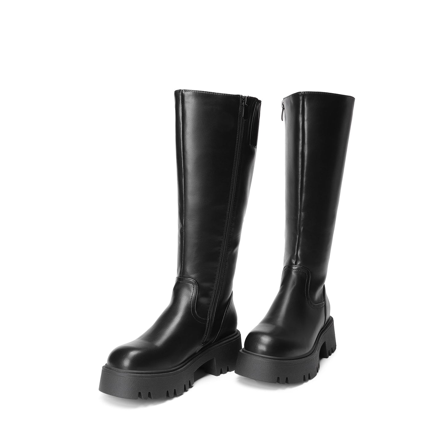 DREAM PAIRS Knee High Boots, Comfortable Chunky Platform Round-Toe Side Zip Boots for Women