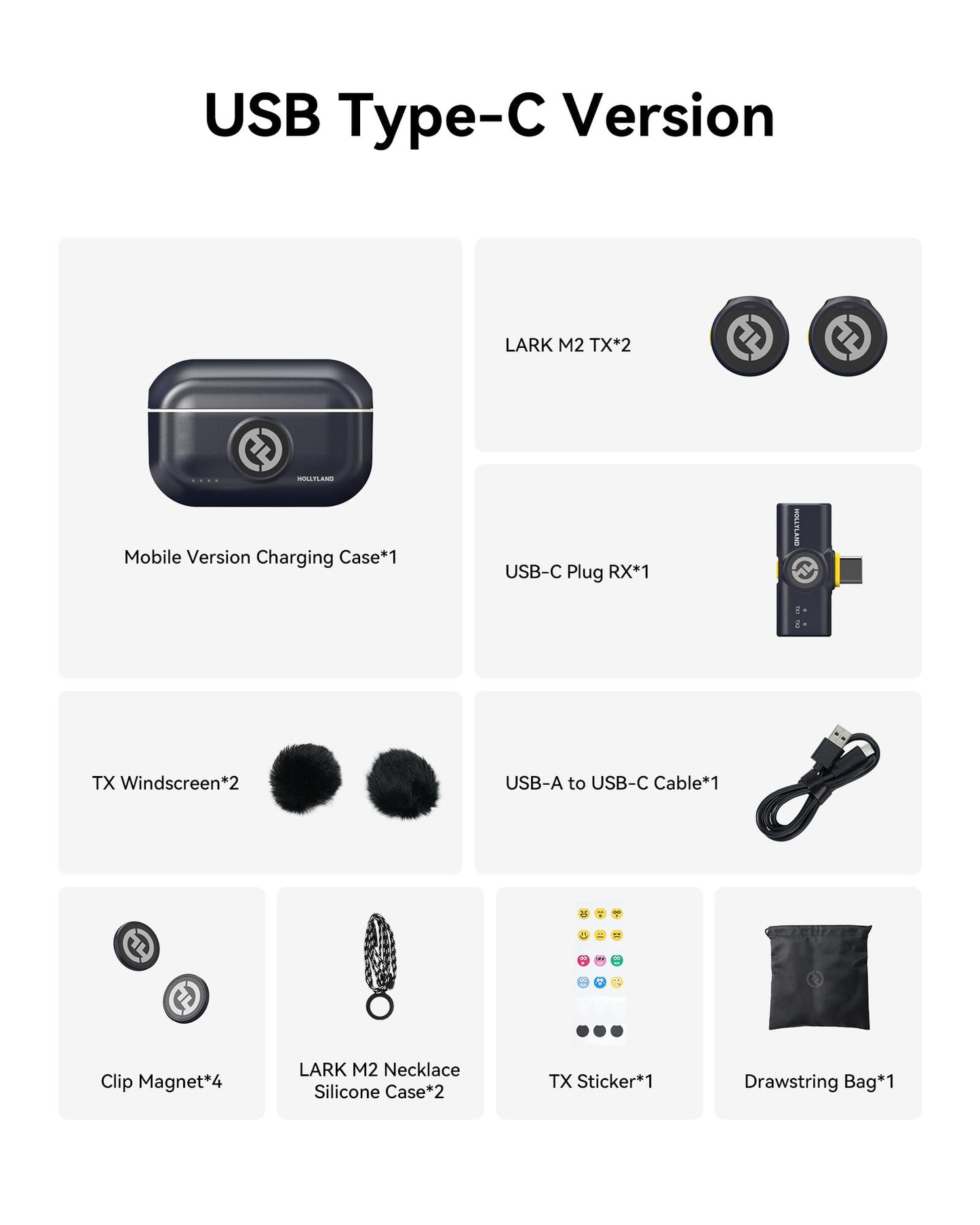 Hollyland Lark M2 Wireless Microphone for iPhone15/16/17&Android, USB C Mini Lapel Microphone Wireless, 1000ft Range, Hi-Fi Audio, Noise Cancellation, 30H Battery for Video Recording, Streaming