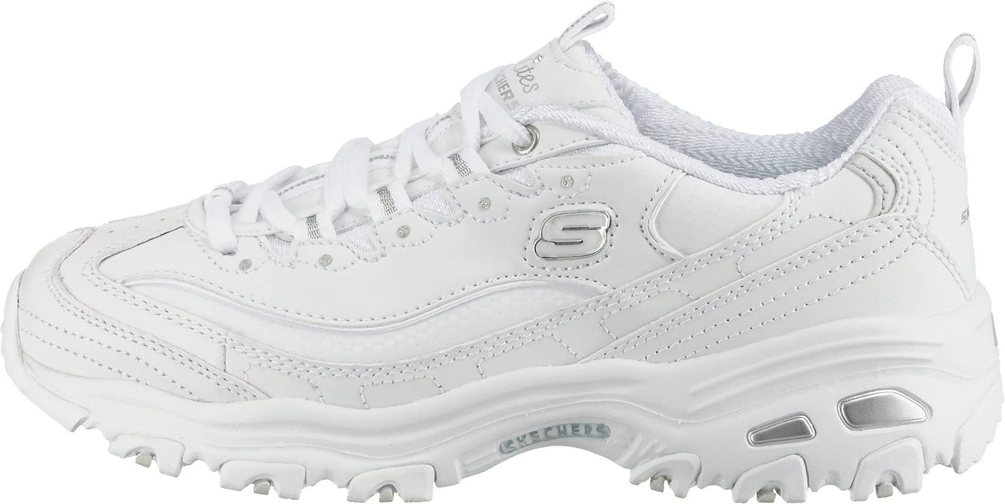 Skechers womens D'lites Fresh Start Memory Foam Lace-up Fashion Sneaker, White