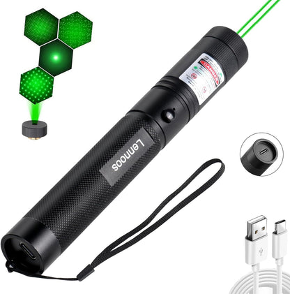Lennoos Puntero Láser Verde Recargable por USB-C (Alta Potencia)