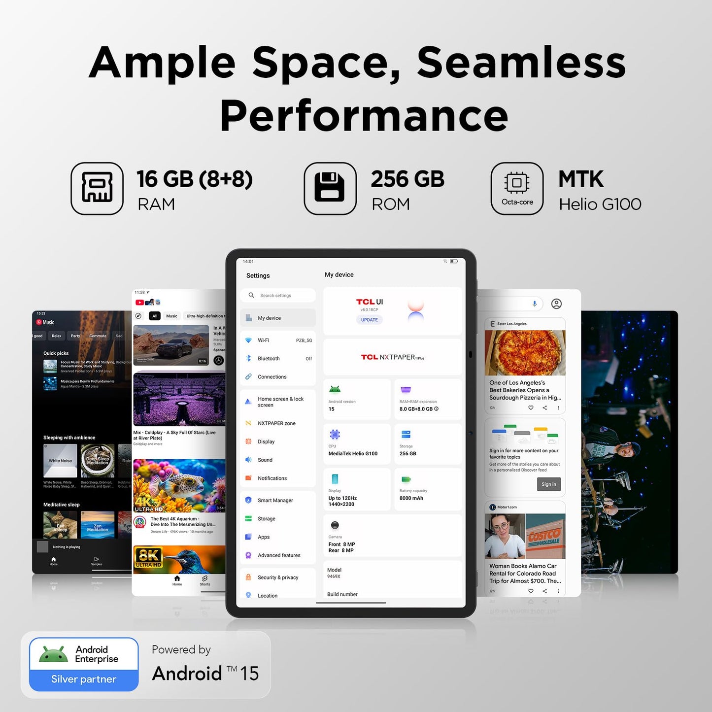 Tableta Android TCL NXTPAPER 11 Plus (256GB / Negro Ónice)