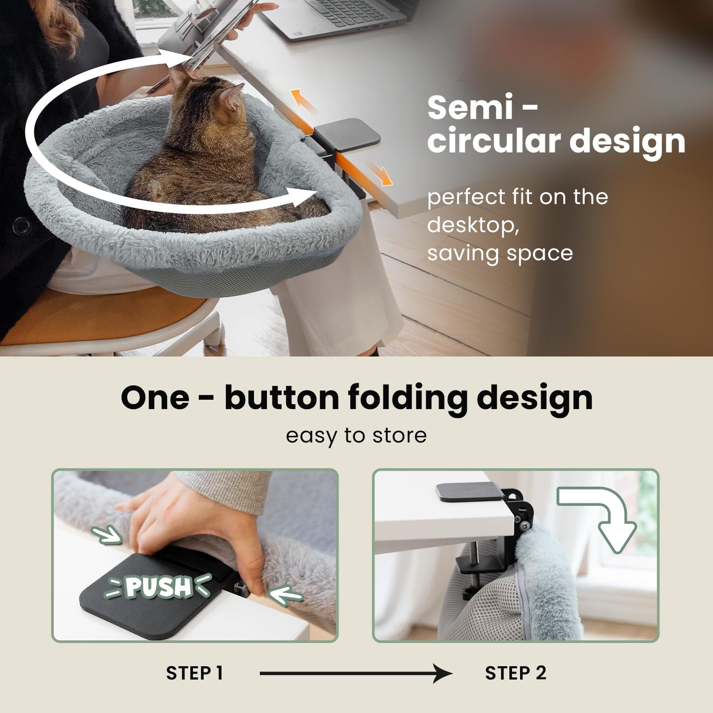 JUNSPOW Cama de Escritorio para Gatos (Soporta 40 Lbs)