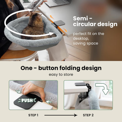 JUNSPOW Cama de Escritorio para Gatos (Soporta 40 Lbs)