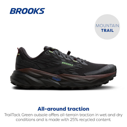 Brooks Men’s Cascadia 19 Mountain Trail Running Shoe - Phantom/Rum Raisin/Green -