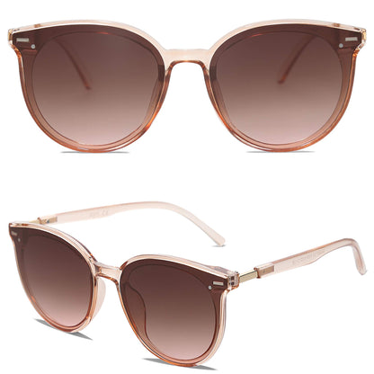 SOJOS Gafas de Sol Redondas Clásicas SJ2067 (Crystal Brown)