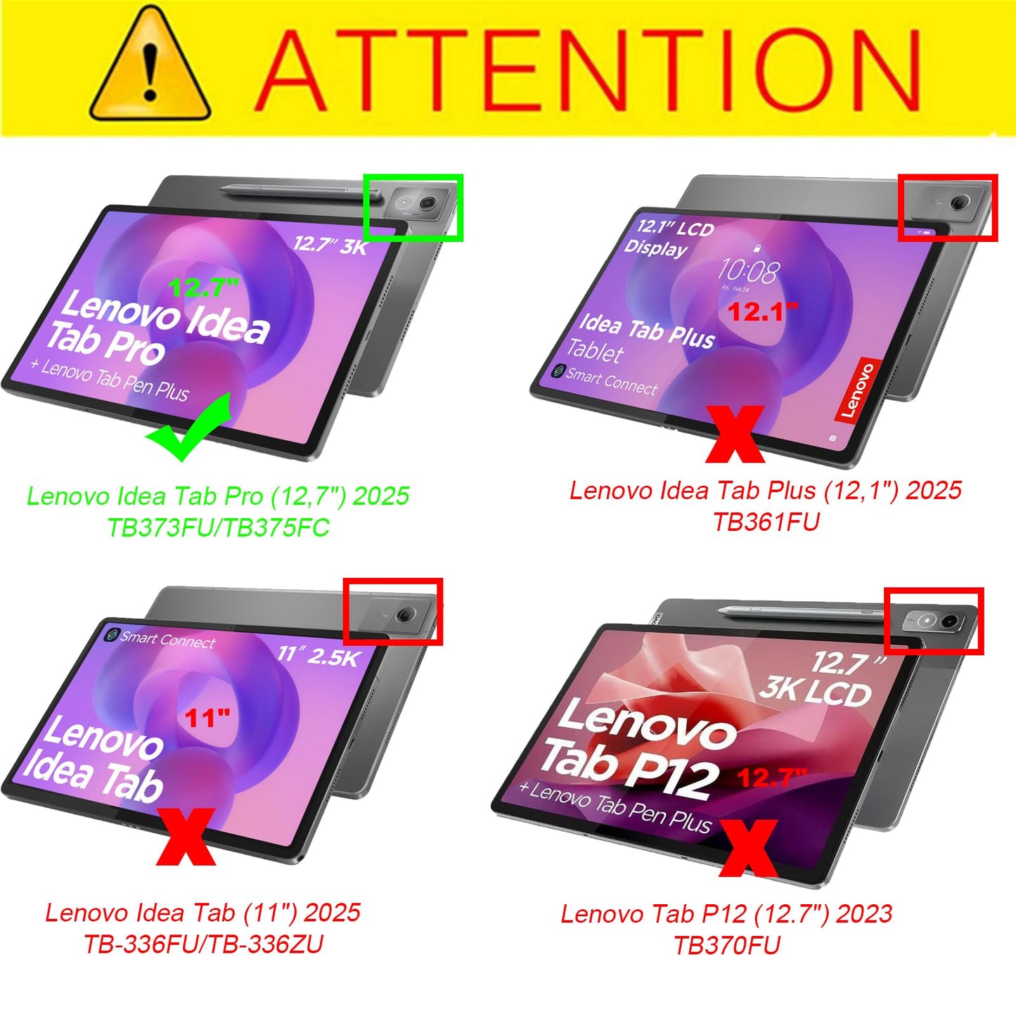 Junfire Funda Protectora Antigolpes para Lenovo Idea Tab Pro 12.7" 2025 (Negro)