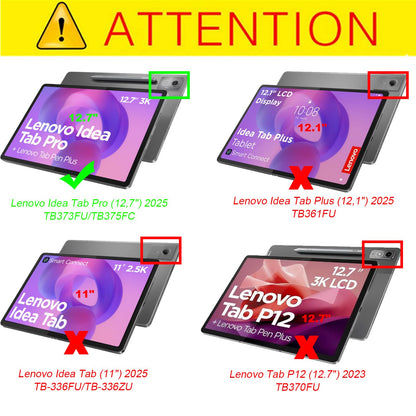 Junfire Funda Protectora Antigolpes para Lenovo Idea Tab Pro 12.7" 2025 (Negro)