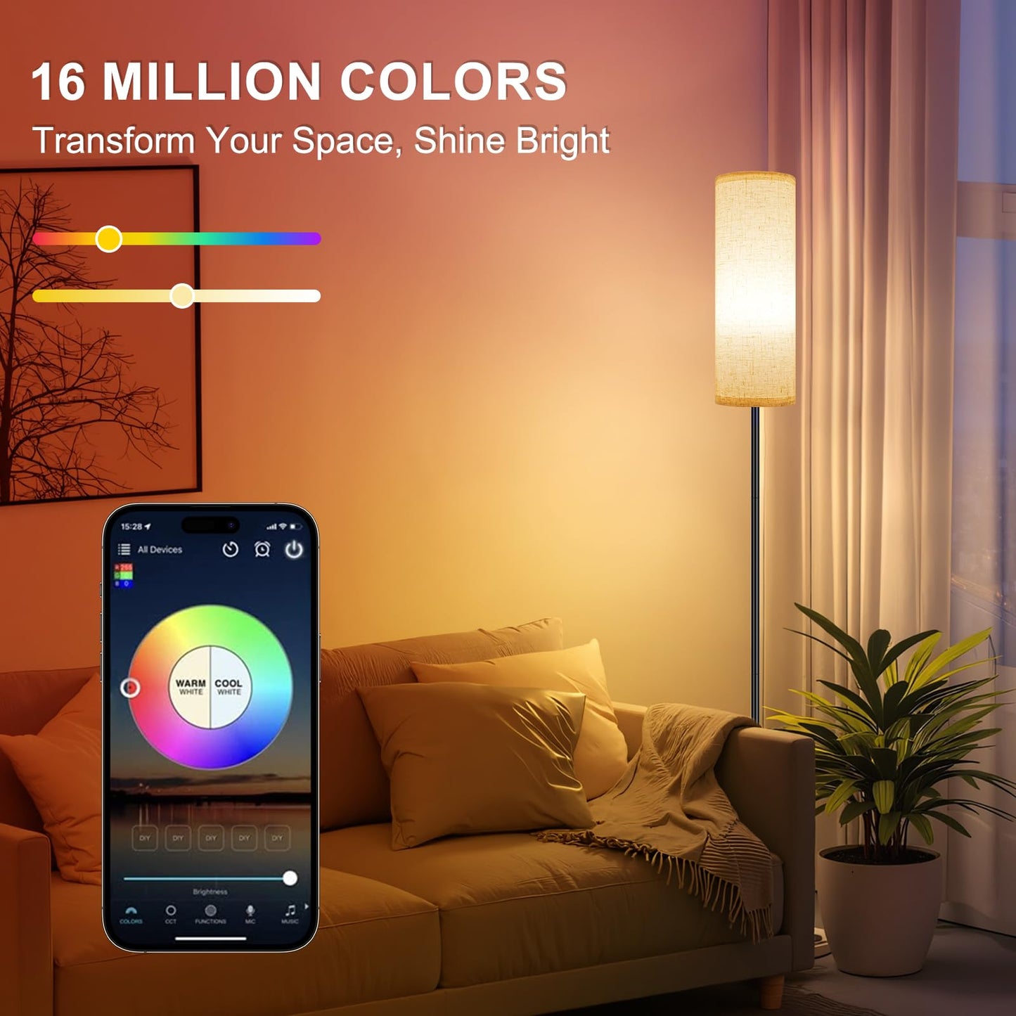 FRIDEKO HOME Lámpara de Pie Inteligente (9W / Beige)