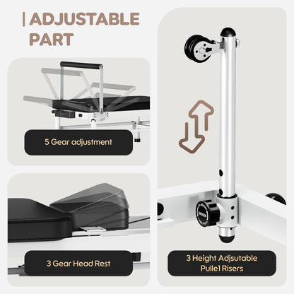 GOIMU Pilates Reformer, 91’’ Foldable Reformer Pilates Machine with High & Low Mode, 3 in 1 Pilates Equipment for Home Use with Springs and Cords
