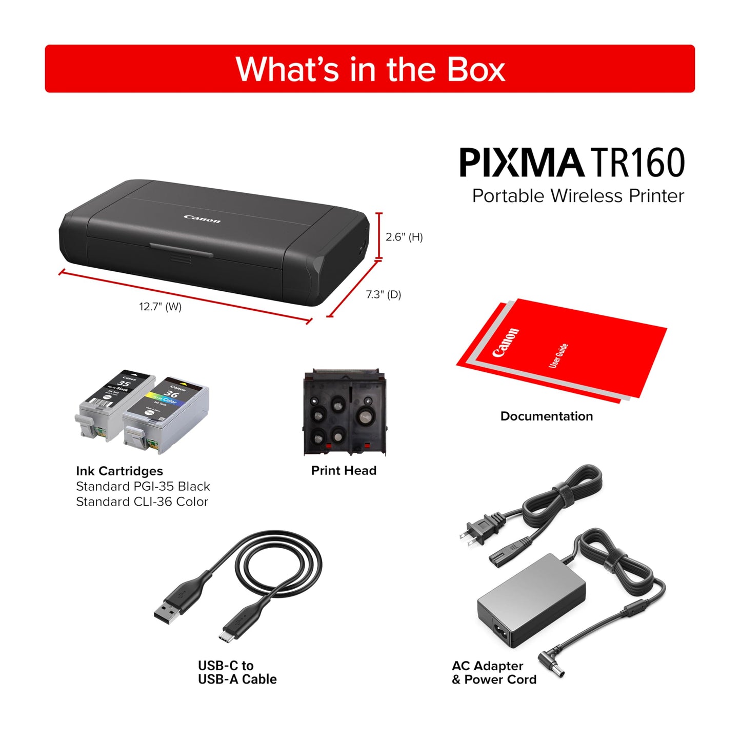 Canon Impresora Inalámbrica Portátil PIXMA TR160