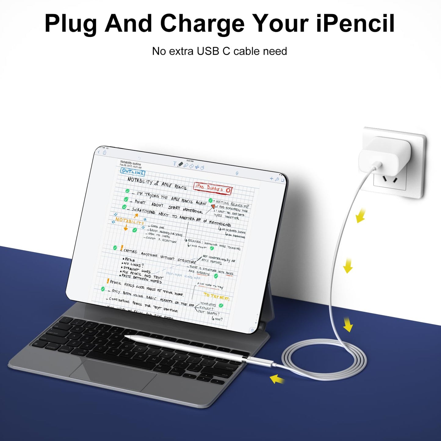 Cable Adaptador de Carga USB-C para Apple Pencil 1ª Generación (3.3 FT)